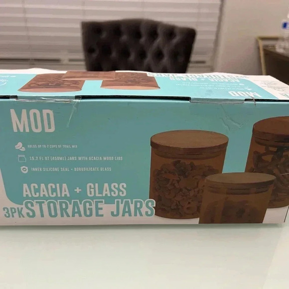 Mod Acacia + Glass Set of 3 Jars - Picture 4 of 6